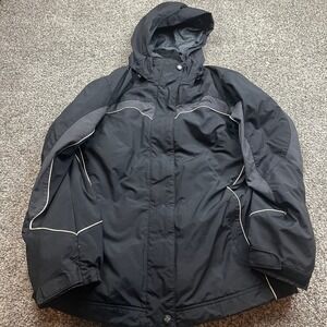 Columbia Interchange Jacket Womens M Black Hooded Fleece Lined removable liner